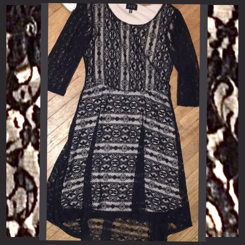 black lace nude overlay dress by AUW